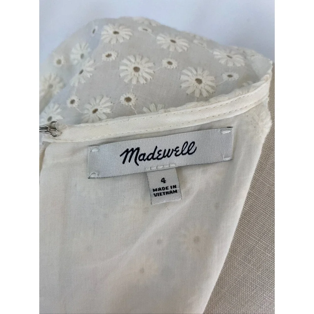 Madewell Eyelet Floral Tassel-Tie Dress 4 Milkmaid Prairie Romantic Cottagecore - Picture 6 of 13
